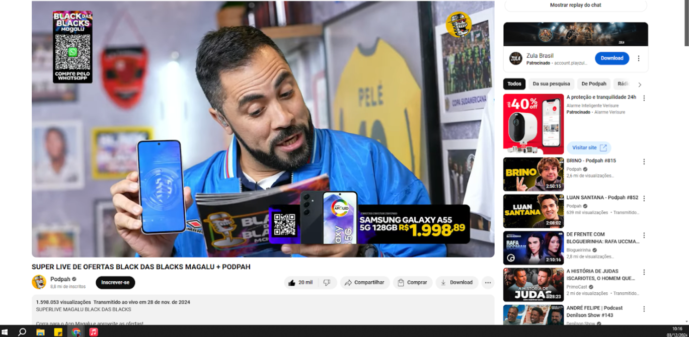 Cenário de live com apresentadores